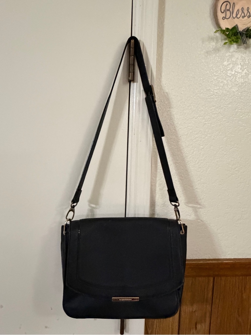 kate spade Black Leather Flap Crossbody Bag